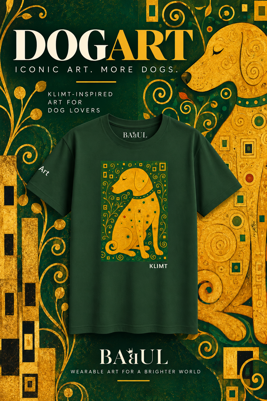 DOGART Klimt-inspired dog graphic T-shirt